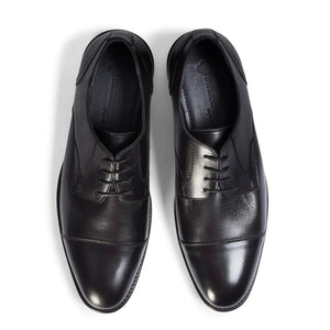 Regent - Men's Black Burnished Leather Derby Shoes