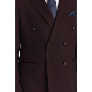 Regent - Men's Burgundy 2 Piece Double Breasted Suit-TruClothing