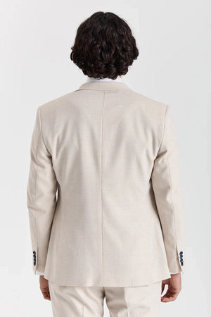 Regent - Men's Cream Checked Tailored Fit Blazer-TruClothing