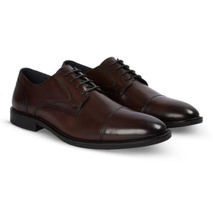 Regent - Men's Dark Brown Burnished Leather Derby Shoes