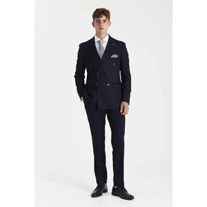 Regent - Men's Navy 2 Piece Double Breasted Suit-TruClothing