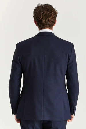 Regent - Men's Navy Checked Tailored Fit Blazer-TruClothing