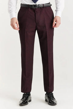 Regent - Pantalon à carreaux bordeaux pour hommes