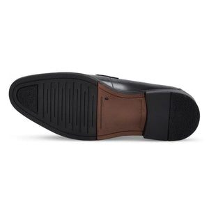 Ted - Men's Black Classic Moc Toe Leather Penny Loafers