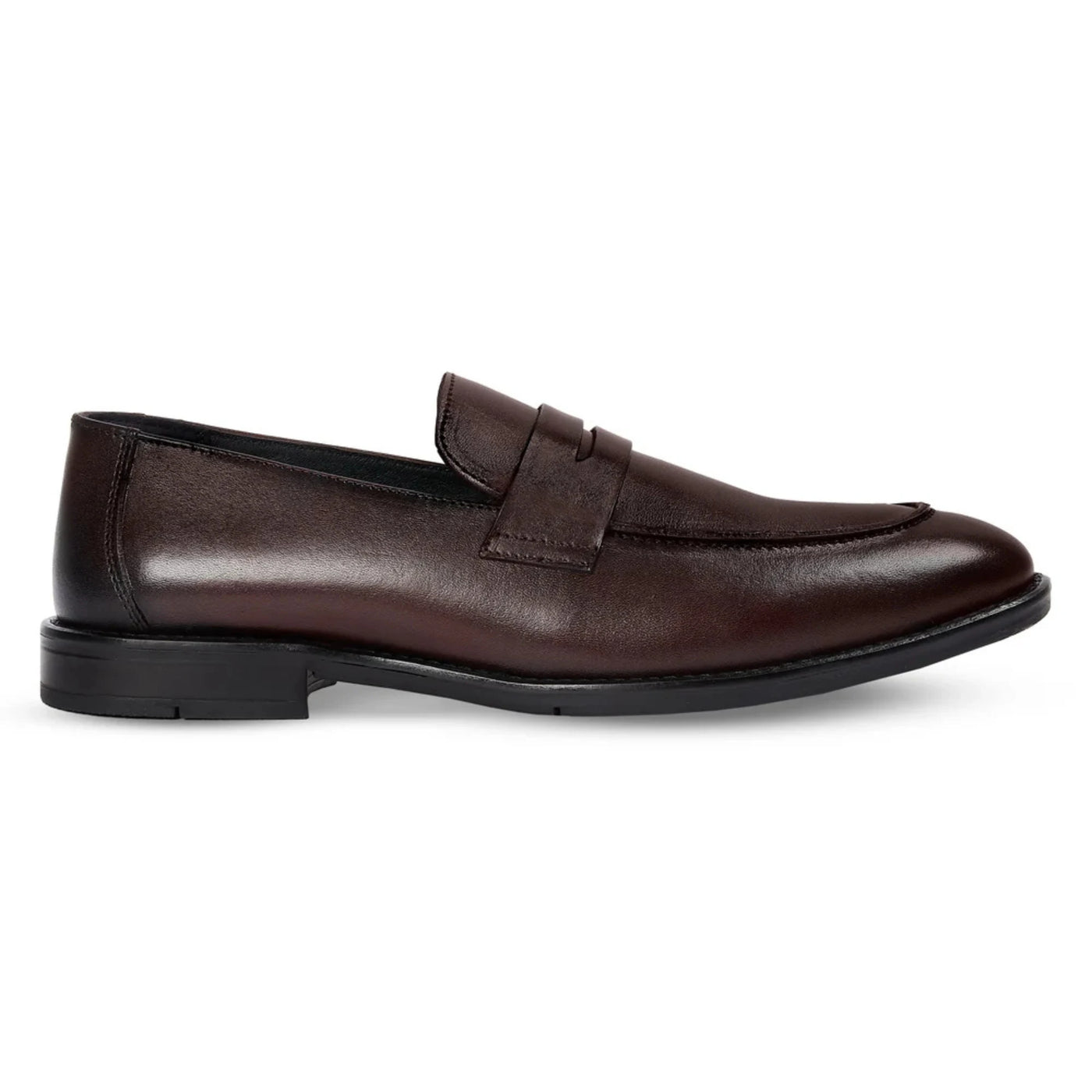 Ted - Men's Brown Classic Moc Toe Leather Penny Loafers