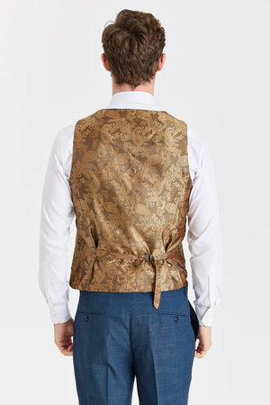 Costume bleu marine « Viceroy » avec gilet en tweed Harris marron