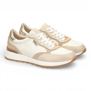 Arrecife - Women's Beige Leather Lace Up Sneakers