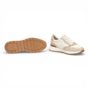 Arrecife - Women's Beige Leather Lace Up Sneakers
