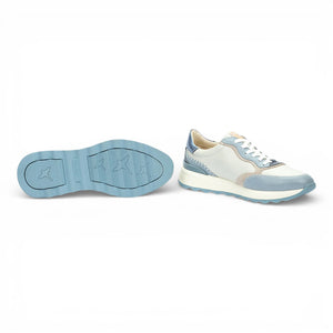 Arrecife - Women's Denim Blue Leather Lace Up Sneakers