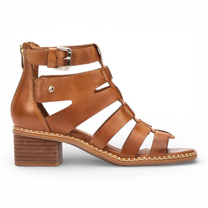 Blanes - Women's Brown Leather Block-Heel Sandals