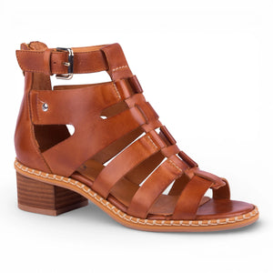 Blanes - Women's Brown Leather Block-Heel Sandals
