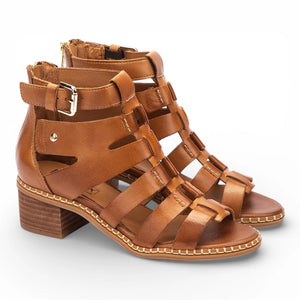 Blanes - Women's Brown Leather Block-Heel Sandals