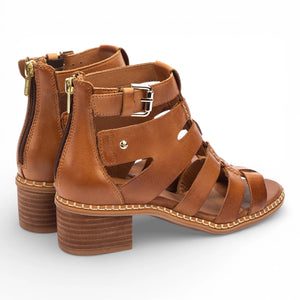 Blanes - Women's Brown Leather Block-Heel Sandals