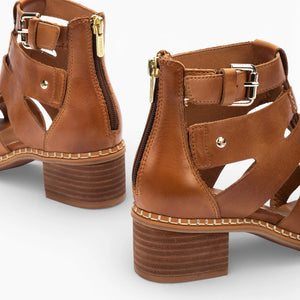 Blanes - Women's Brown Leather Block-Heel Sandals