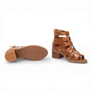 Blanes - Women's Brown Leather Block-Heel Sandals