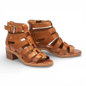 Blanes - Women's Brown Leather Block-Heel Sandals