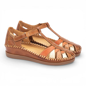 Cadaques - Women's Brown Leather Semi-Open Wedge Sandals