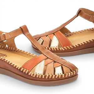 Cadaques - Women's Brown Leather Semi-Open Wedge Sandals