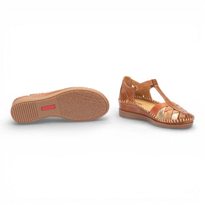 Cadaques - Women's Brown Leather Semi-Open Wedge Sandals