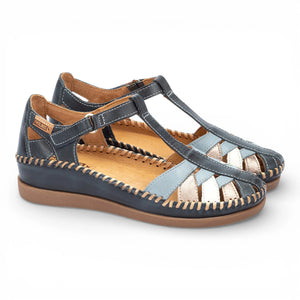 Cadaques - Women's Ocean Blue Leather Semi-Open Sandals