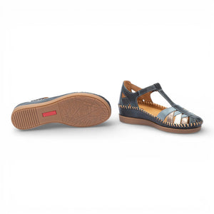 Cadaques - Women's Ocean Blue Leather Semi-Open Sandals