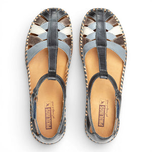 Cadaques - Women's Ocean Blue Leather Semi-Open Sandals