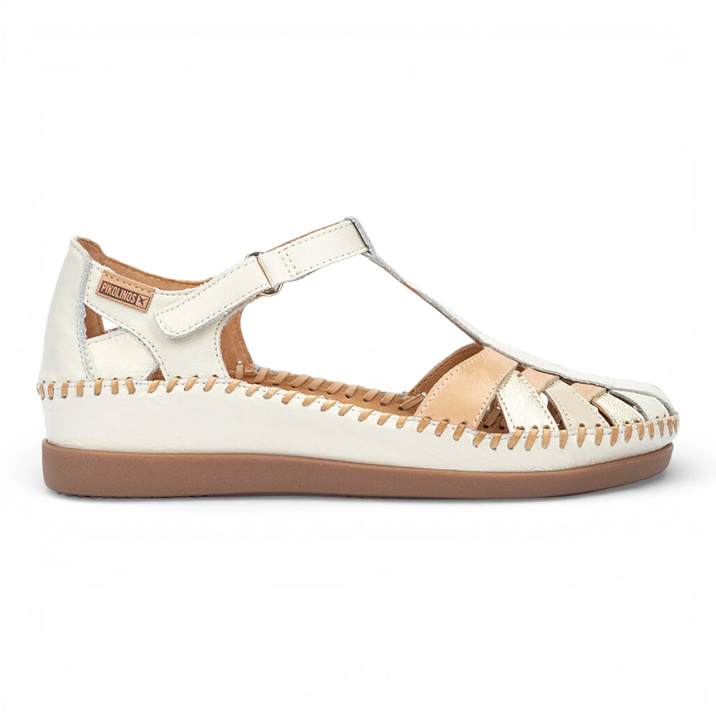 Cadaques - Women's White Leather Semi-Open Wedge Sandals