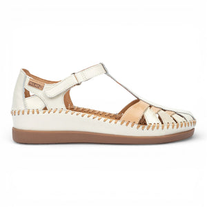 Cadaques - Women's White Leather Semi-Open Wedge Sandals