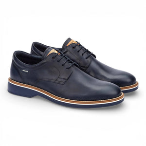 Claret - Men's Blue Leather Lace-Up Derby Shoes