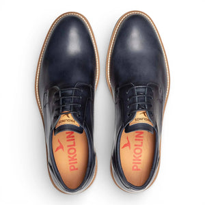 Claret - Men's Blue Leather Lace-Up Derby Shoes