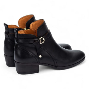 Daroca - Women’s Black Leather Bootie Heeled Biker Boots-TruClothing