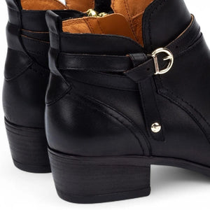 Daroca - Women’s Black Leather Bootie Heeled Biker Boots-TruClothing