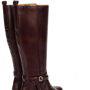 Daroca - Women's Caoba Brown Knee High Leather Boots-TruClothing