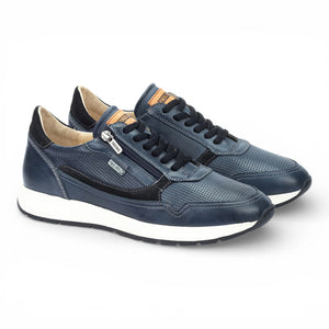 Getafe - Men's Blue Leather Easy Wear Sneakers
