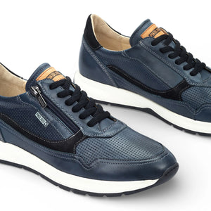 Getafe - Men's Blue Leather Easy Wear Sneakers
