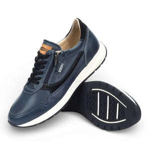 Getafe - Men's Blue Leather Easy Wear Sneakers
