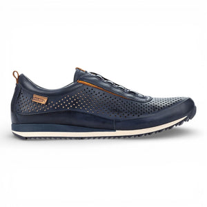 Liverpool - Men's Blue Leather Elastic Slip-on Sneakers
