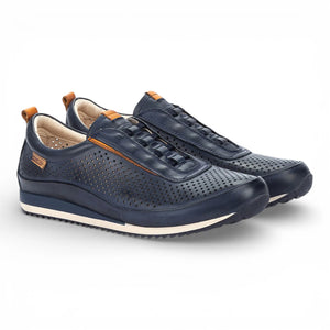 Liverpool - Men's Blue Leather Elastic Slip-on Sneakers