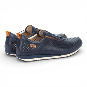 Liverpool - Men's Blue Leather Elastic Slip-on Sneakers