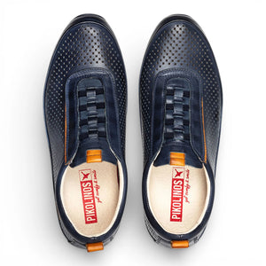 Liverpool - Men's Blue Leather Elastic Slip-on Sneakers