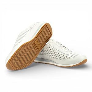 Liverpool - Men's White Leather Elastic Slip-on Sneakers