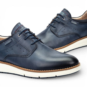 Manacor - Men's Blue Leather Lace-Up Sneakers