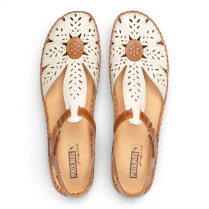 P-Vallarta - Women’s Tan Cream Leather Wedge Sandals