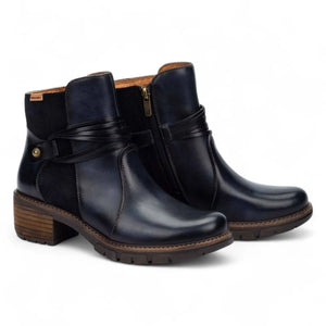 San Sebastian - Women's Blue Leather Ankle Boots-TruClothing