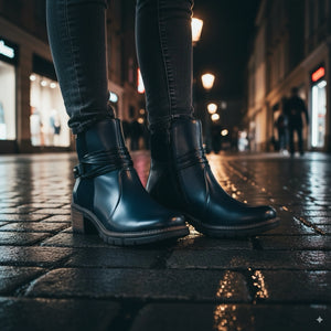 San Sebastian - Women's Blue Leather Ankle Boots-TruClothing