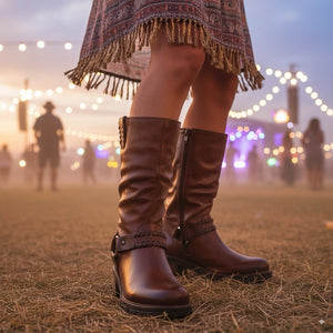 San Sebastian - Women's Brown Mid-Calf Tall Ankle Boots-TruClothing