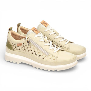 Vigo - Women’s Apple Green Leather Lace Up Zip Sneakers