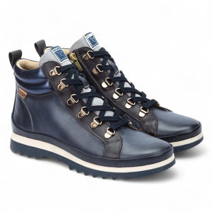 Vigo - Women’s Blue Leather Ankle Trainers Boots-TruClothing