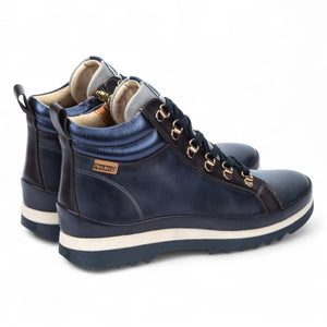 Vigo - Women’s Blue Leather Ankle Trainers Boots-TruClothing