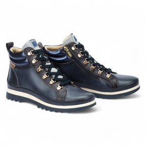 Vigo - Women’s Blue Leather Ankle Trainers Boots-TruClothing